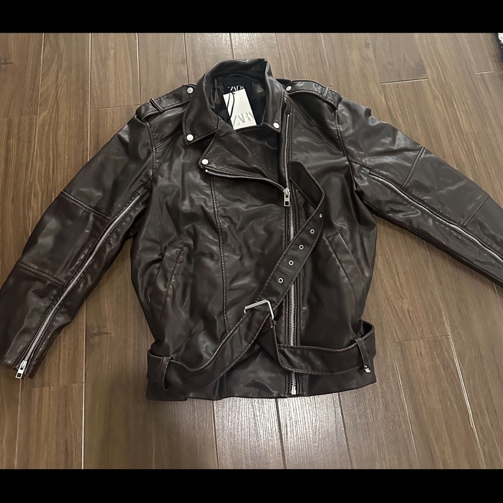 Zara oversized motorcycle jacket